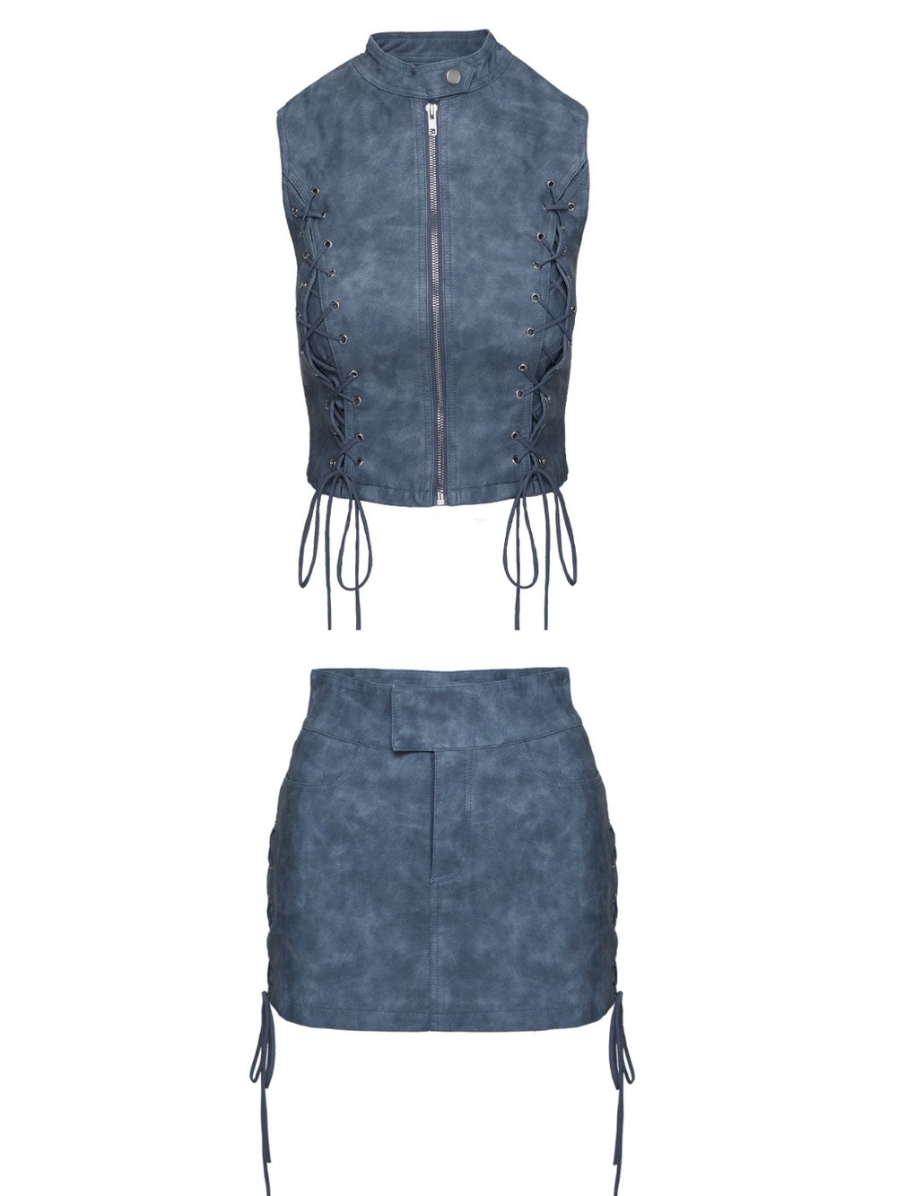 Princess Polly Ceejay Faux Leather Mini Skirt + Top Set